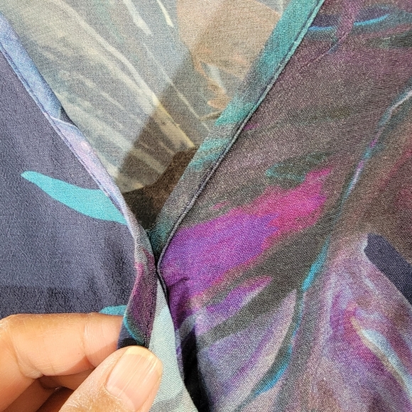 Karen Kane Long Sleeve Faux Wrap Dress Sz L Colorful Versatile USA Resortwear - Picture 5 of 12